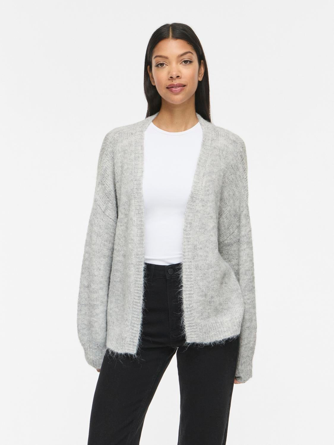 VILAMPE Knitted Cardigan - Medium Grey Melange - VERO MODA & VILA Bergvik